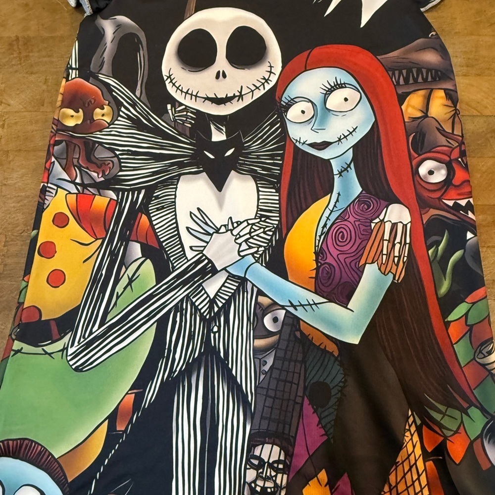 Nightmare Before Christmas Jack & Sally Graphic Night Dress Kids M Pajamas - Picture 7 of 10
